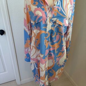 Melissa Odabash Patterned Shirt Dress